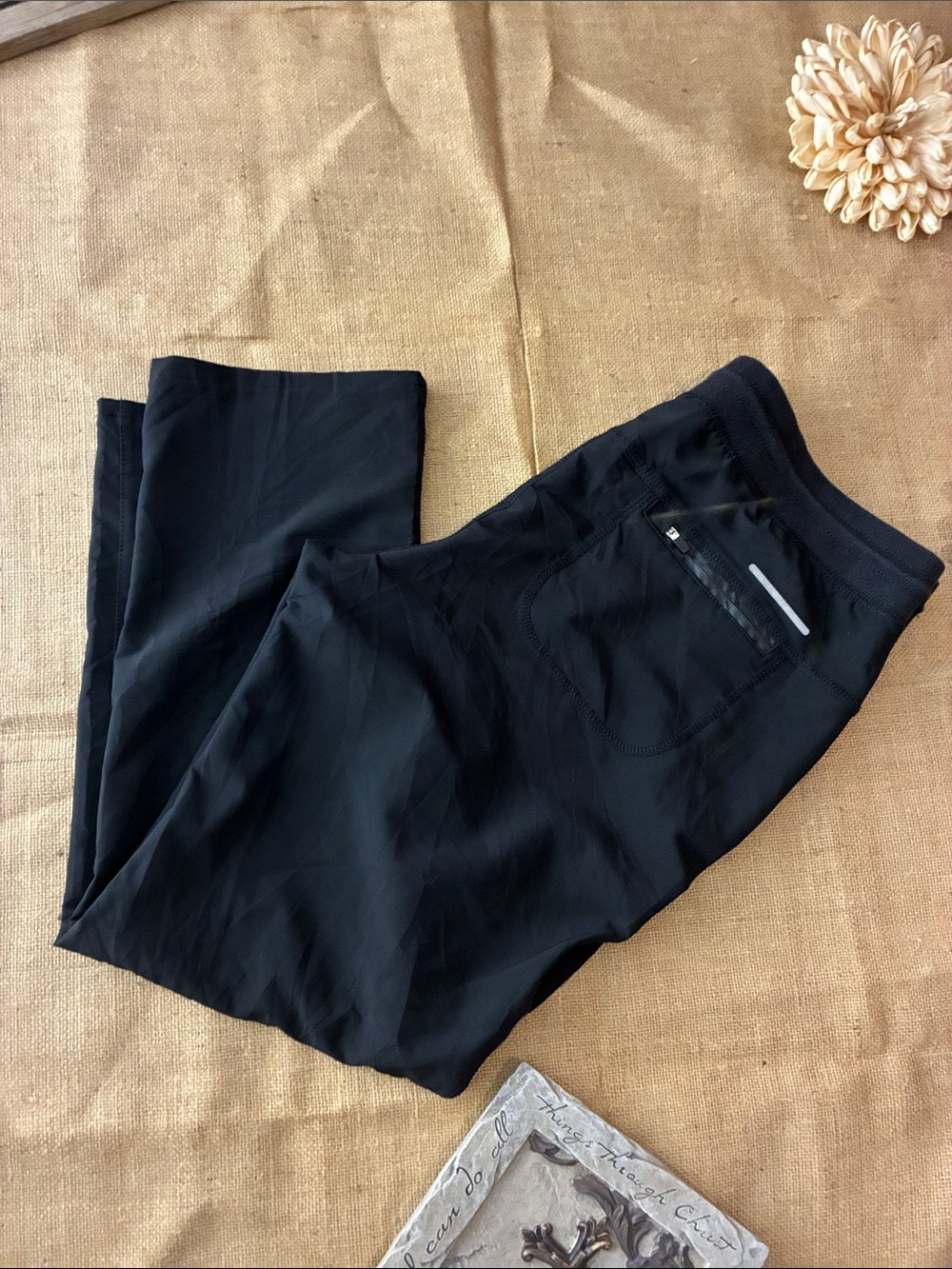 Men's Black Athletic Joggers with Zip Pocket